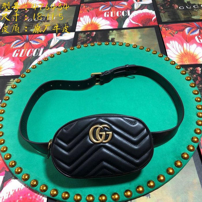 Gucci GG Marmont Matelasse Leather Belt Bag Black 476434