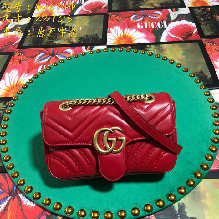 Gucci GG Marmont Matelasse Mini Bag Red 446744