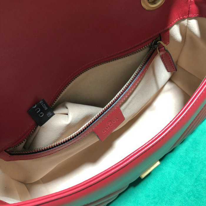 Gucci GG Marmont Matelasse Shoulder Bag Red 443497