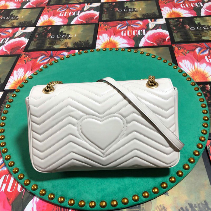 Gucci GG Marmont Matelasse Shoulder Bag White 443496