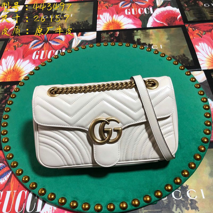 Gucci GG Marmont Matelasse Shoulder Bag White 443497