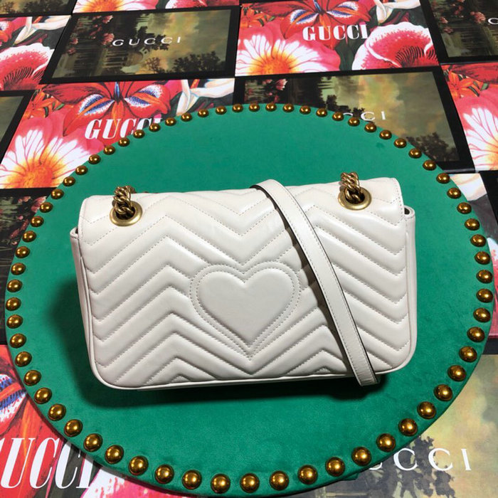 Gucci GG Marmont Matelasse Shoulder Bag White 443497