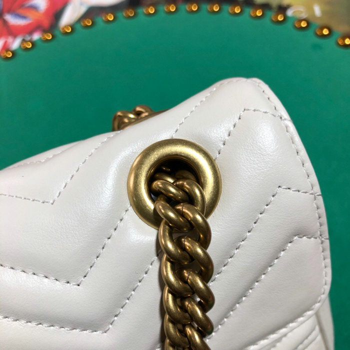 Gucci GG Marmont Matelasse Shoulder Bag White 443497