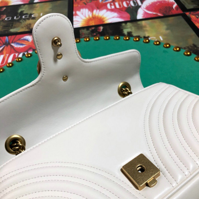 Gucci GG Marmont Matelasse Shoulder Bag White 443497