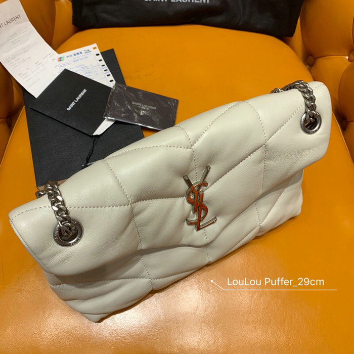 Saint Laurent Loulou Puffer Small Bag White 577476