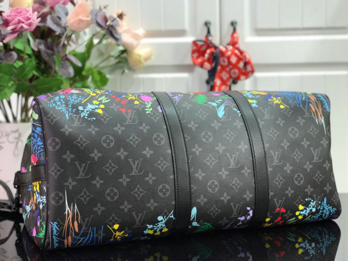 Louis Vuitton Monogram Eclipse Canvas Keepall Bandouliere 45 M40569