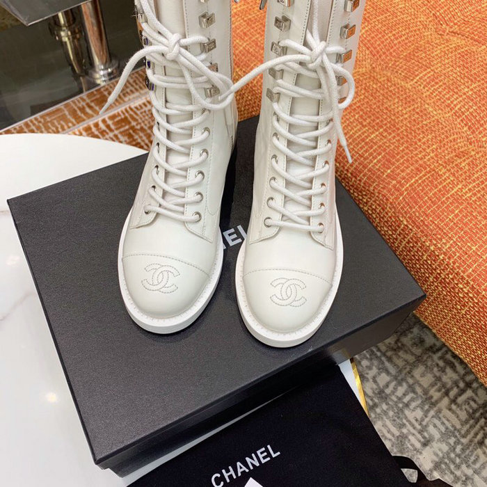 Chanel Calfskin Boots White CS14087