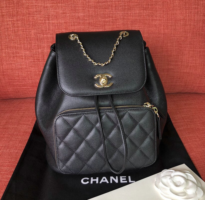 Chanel Grained Calfskin Backpack Black A93748