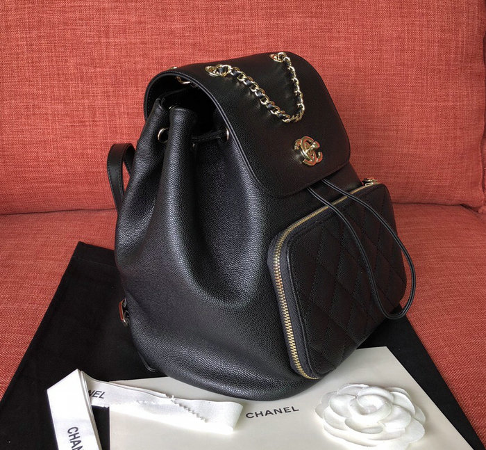 Chanel Grained Calfskin Backpack Black A93748