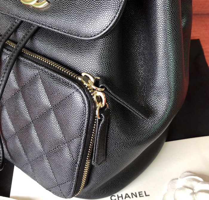 Chanel Grained Calfskin Backpack Black A93748