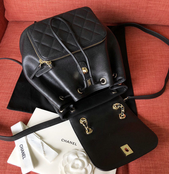 Chanel Grained Calfskin Backpack Black A93748