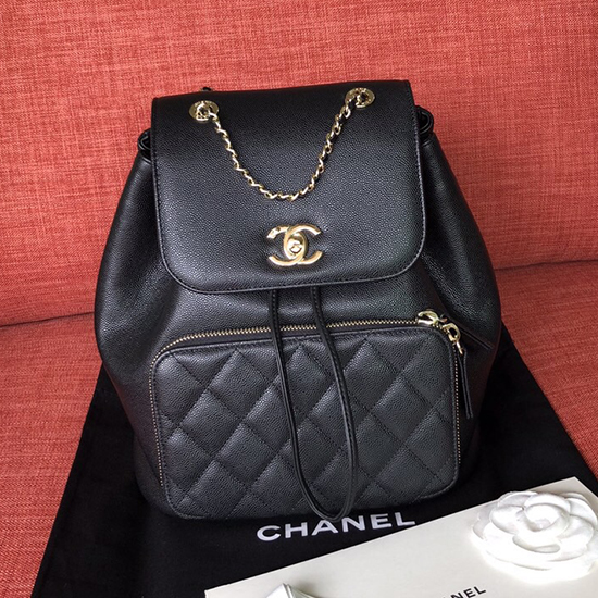 Chanel Grained Calfskin Backpack Black A93748