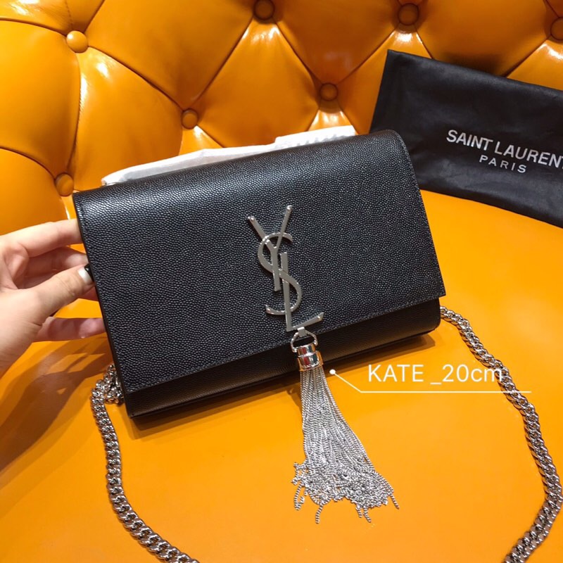 Saint Laurent Kate Chain and Tassel Bag Black 474366