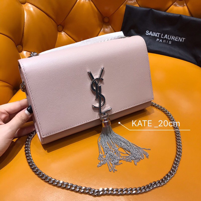 Saint Laurent Kate Chain and Tassel Bag Pink 474366