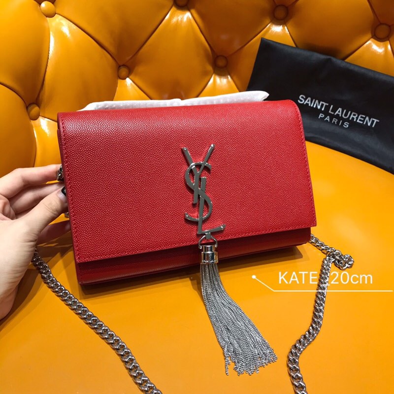 Saint Laurent Kate Chain and Tassel Bag Red 474366