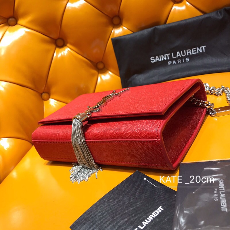 Saint Laurent Kate Chain and Tassel Bag Red 474366