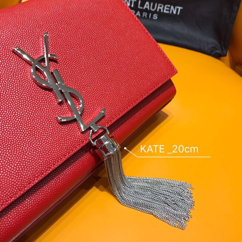 Saint Laurent Kate Chain and Tassel Bag Red 474366