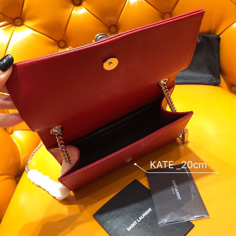 Saint Laurent Kate Chain and Tassel Bag Red 474366