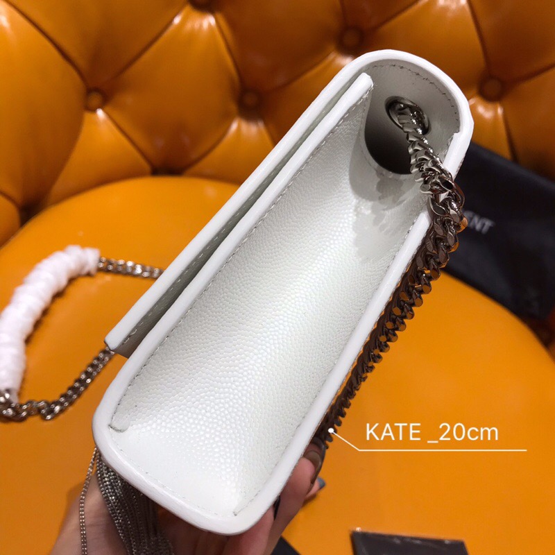 Saint Laurent Kate Chain and Tassel Bag White 474366