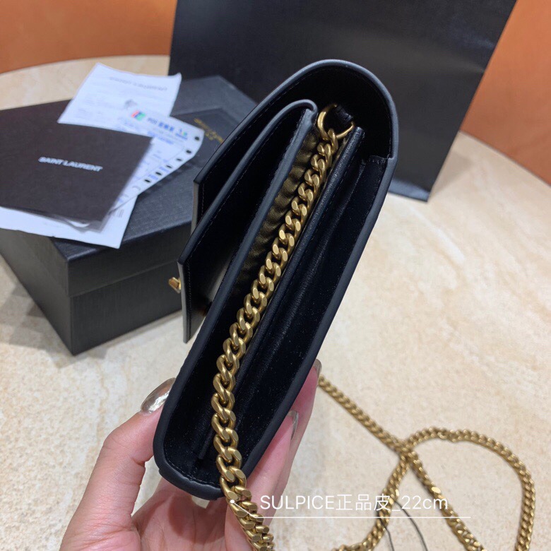 Saint Laurent Sulpice Chain Wallet Black 554763