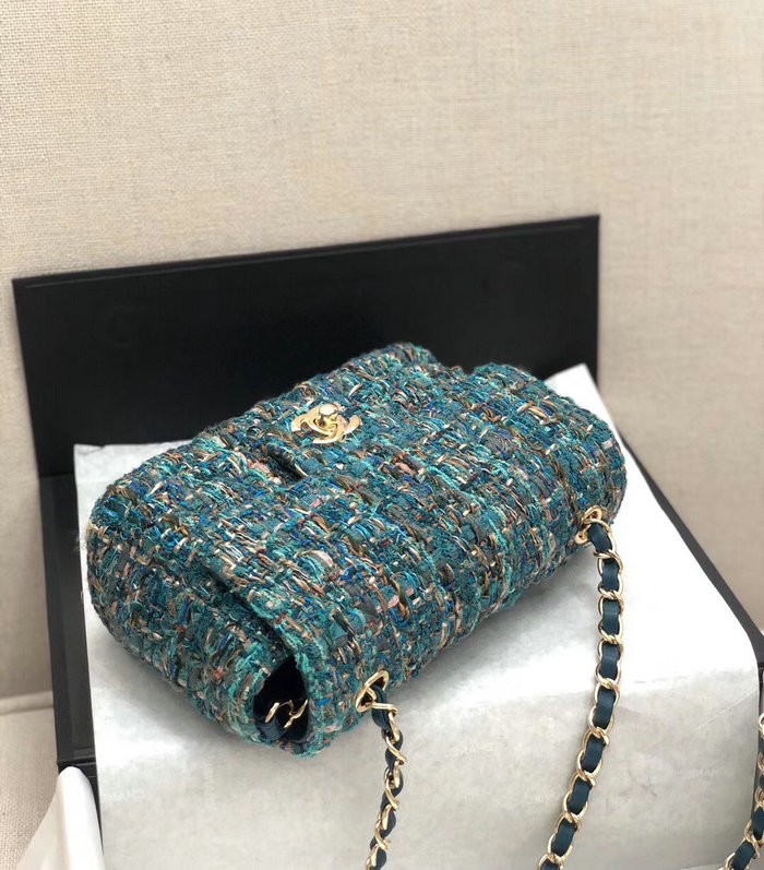 Chanel Tweed Mini Flap Bag Blue A69900