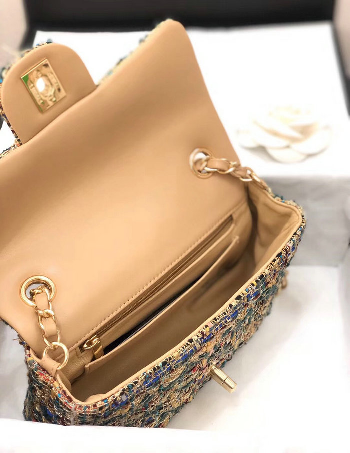 Chanel Tweed Mini Flap Bag Gold A69900