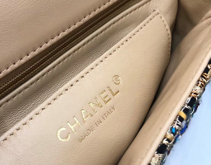 Chanel Tweed Mini Flap Bag Gold A69900