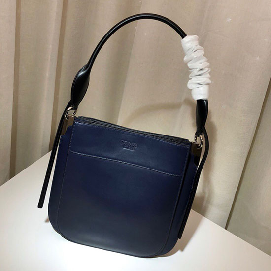 Prada Margit Leather Shoulder Bag Blue 1BC076