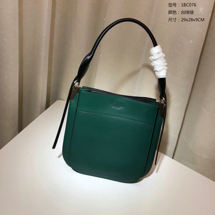 Prada Margit Leather Shoulder Bag Green 1BC076