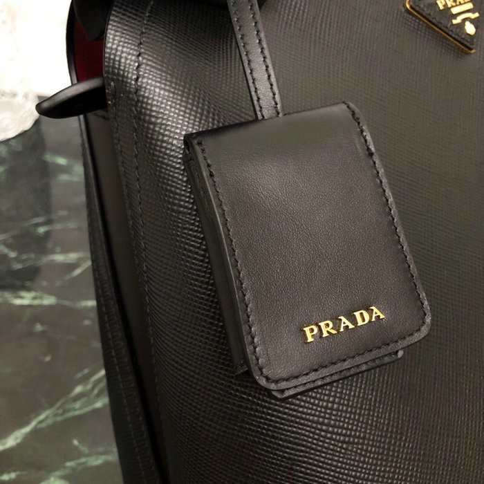 Prada Saffiano Leather Matinee Handbag Black 1BA249