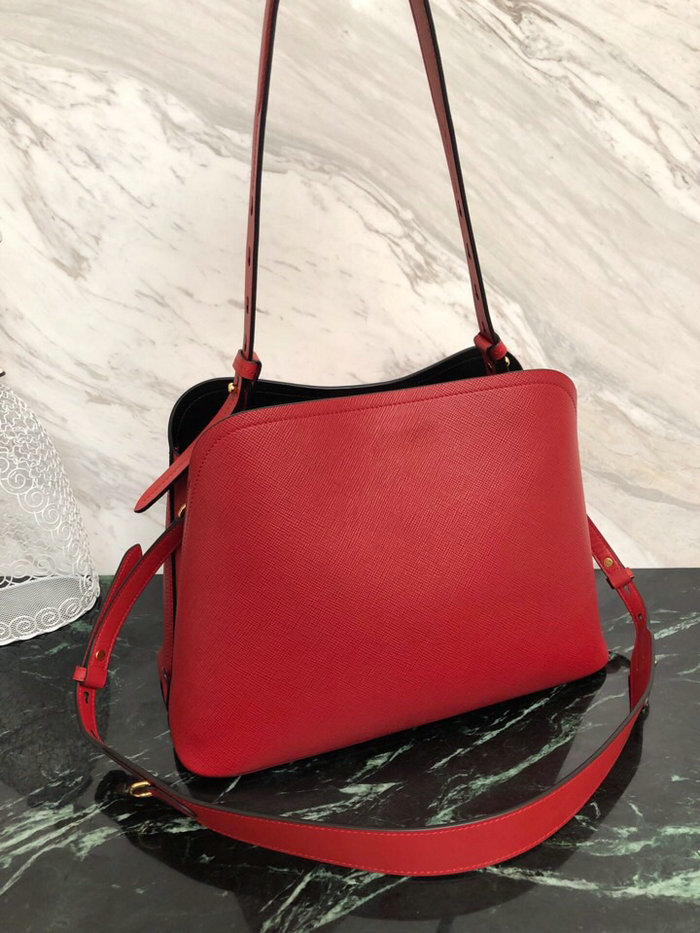 Prada Saffiano Leather Matinee Handbag Red 1BA249