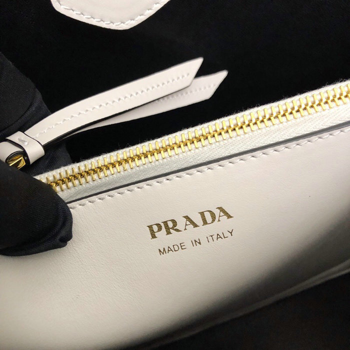 Prada Saffiano Leather Matinee Handbag White 1BA249