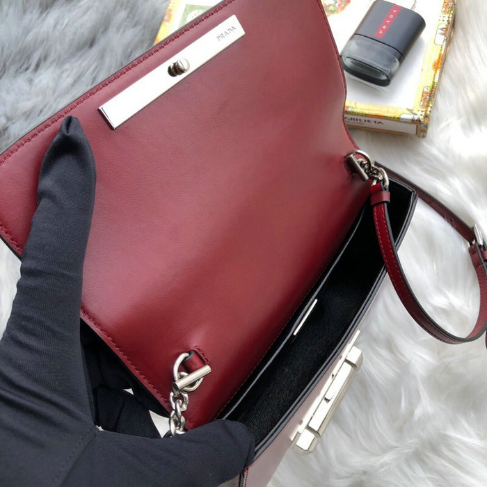 Prada Sybille Leather Bag Burgundy 1BD170