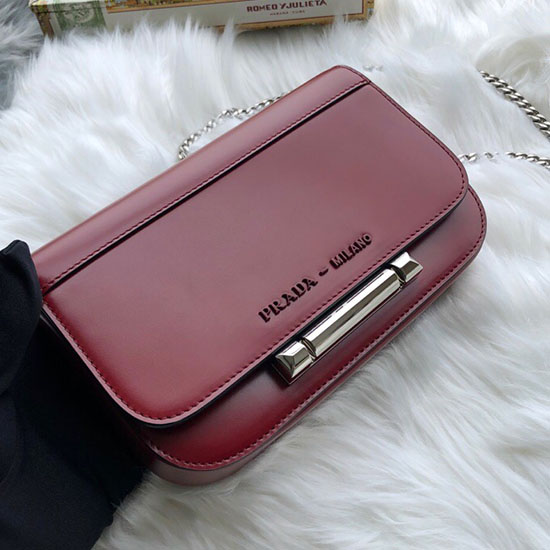 Prada Sybille Leather Bag Burgundy 1BD170