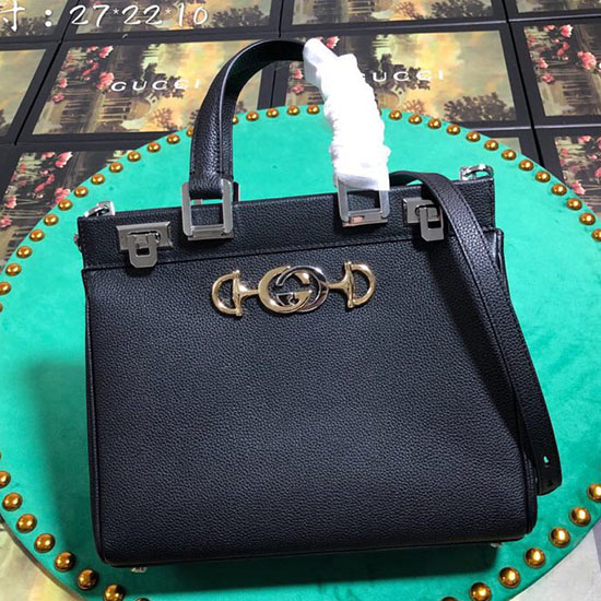 Gucci Grainy Leather Small Top Handle Bag Black 569712