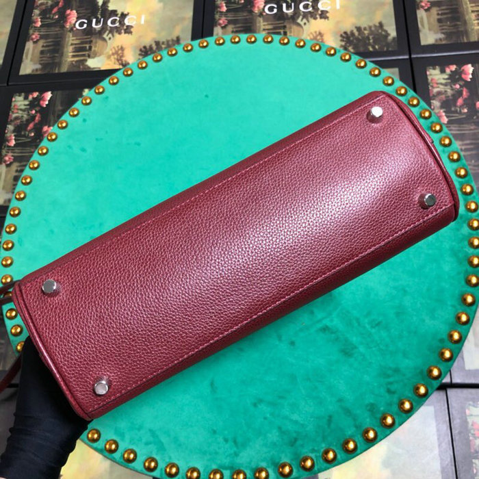 Gucci Grainy Leather Small Top Handle Bag Burgundy 569712