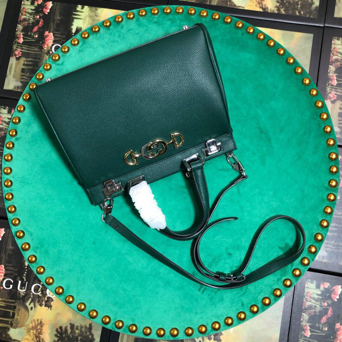 Gucci Grainy Leather Small Top Handle Bag Green 569712