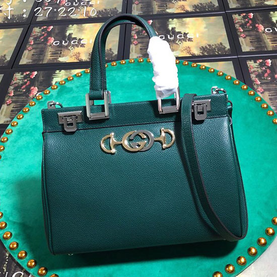 Gucci Grainy Leather Small Top Handle Bag Green 569712