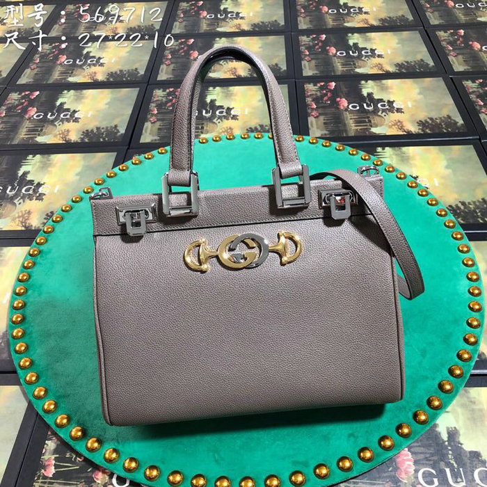 Gucci Grainy Leather Small Top Handle Bag Grey 569712