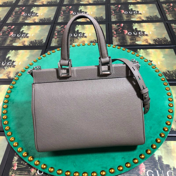 Gucci Grainy Leather Small Top Handle Bag Grey 569712