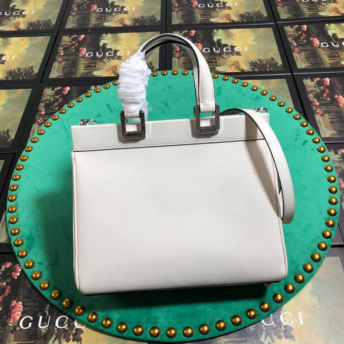 Gucci Grainy Leather Small Top Handle Bag White 569712