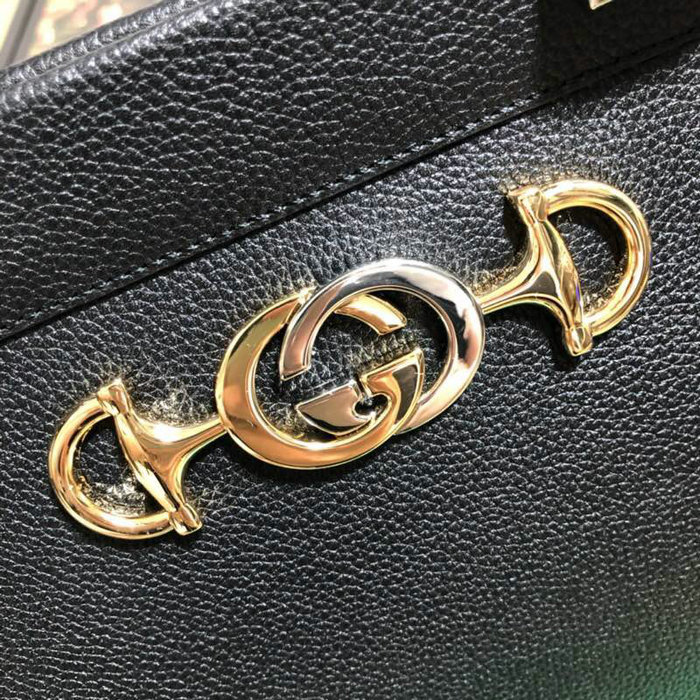 Gucci Zumi Grainy Leather Medium Top Handle Bag Black 564714