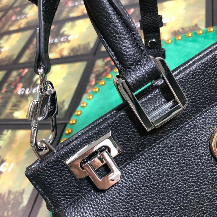 Gucci Zumi Grainy Leather Medium Top Handle Bag Black 564714