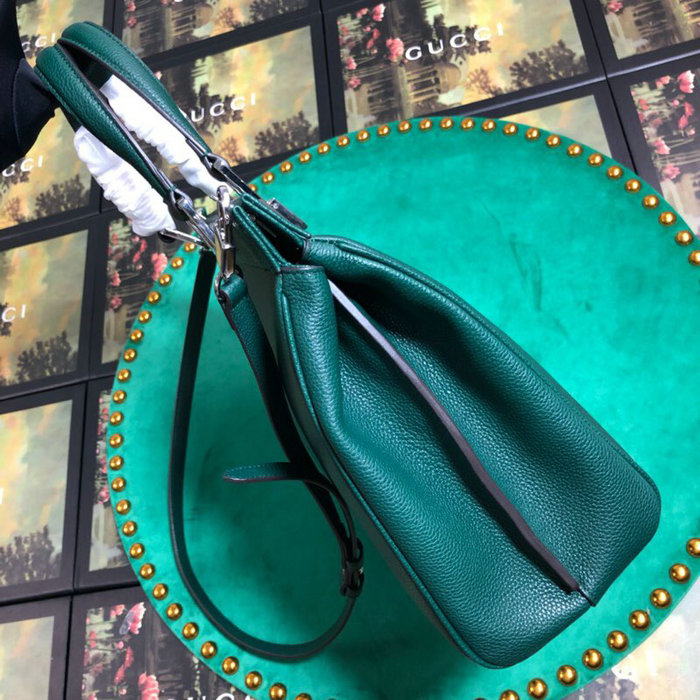 Gucci Zumi Grainy Leather Medium Top Handle Bag Green 564714