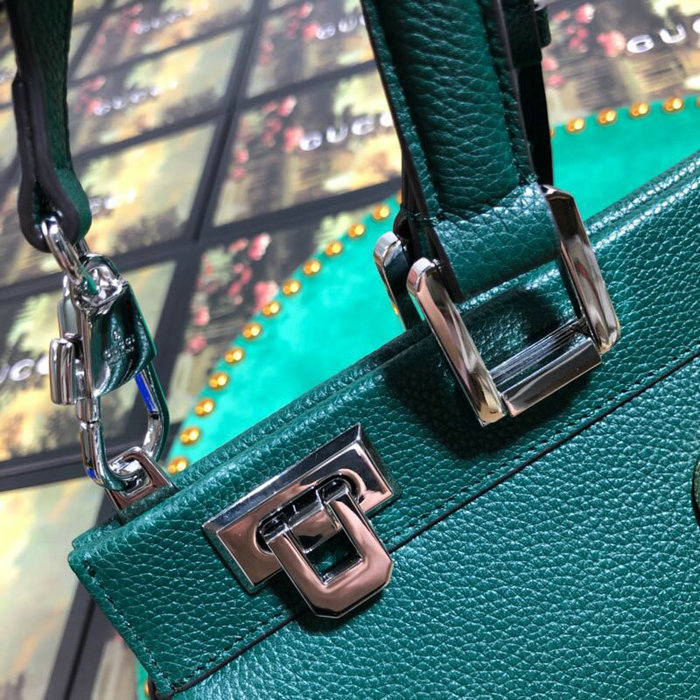 Gucci Zumi Grainy Leather Medium Top Handle Bag Green 564714