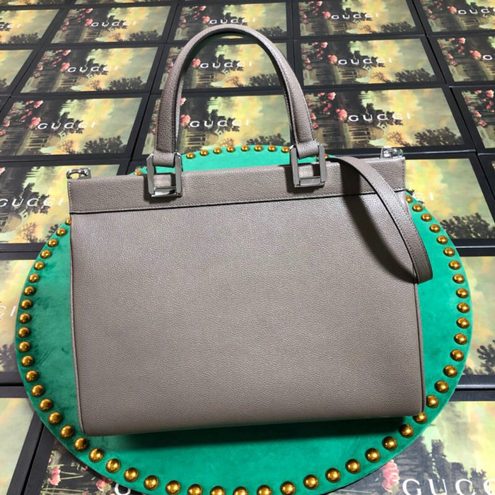 Gucci Zumi Grainy Leather Medium Top Handle Bag Grey 564714