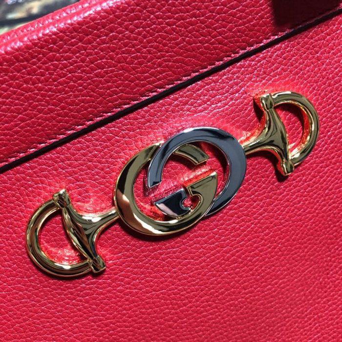 Gucci Zumi Grainy Leather Medium Top Handle Bag Red 564714