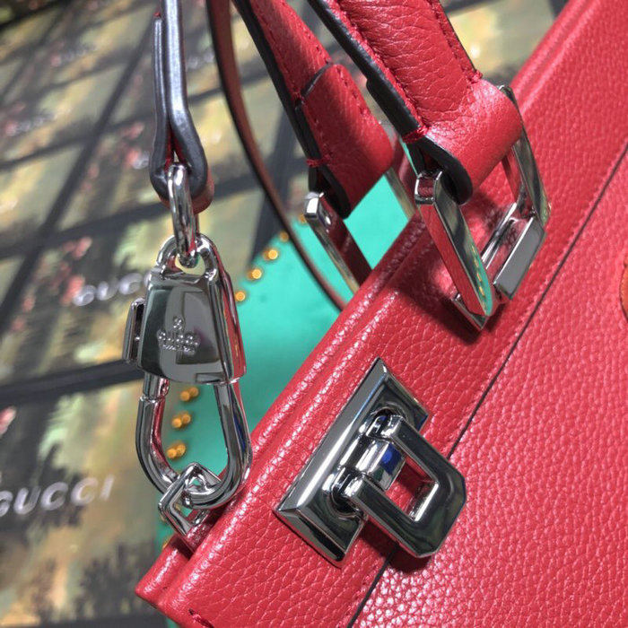 Gucci Zumi Grainy Leather Medium Top Handle Bag Red 564714