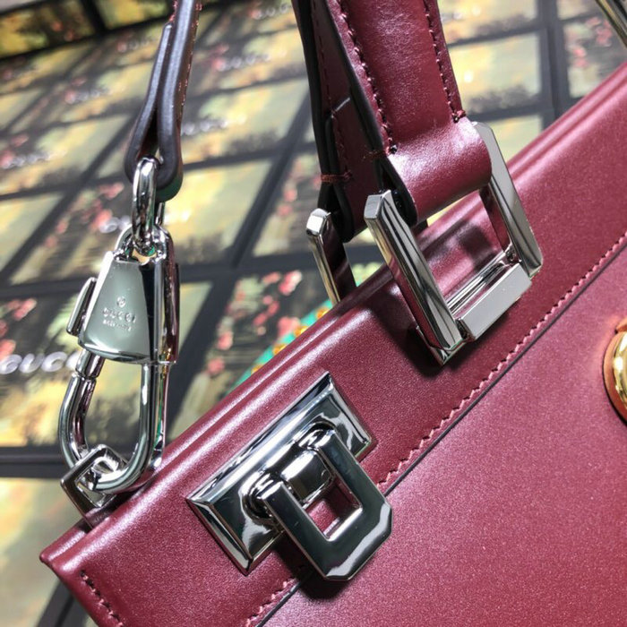 Gucci Zumi Smooth Leather Medium Top Handle Bag Burgundy 564714