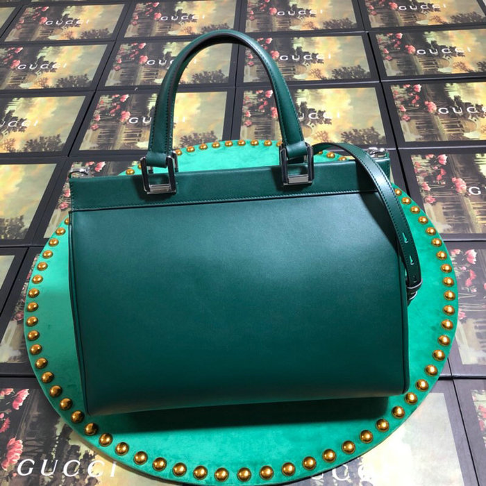 Gucci Zumi Smooth Leather Medium Top Handle Bag Green 564714